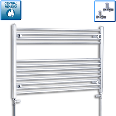 With Straight Inline Valves 700 x 1000 Heated Straight Towel Rail Radiator Chrome