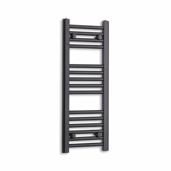 Without Valves 800 mm High x 300 mm Wide Flat Black Heated Towel Radiator