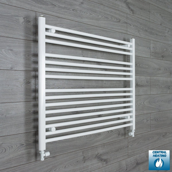 With Straight Inline Valves 800 x 1100 Heated Towel Rail Radiator Flat White Central Heating