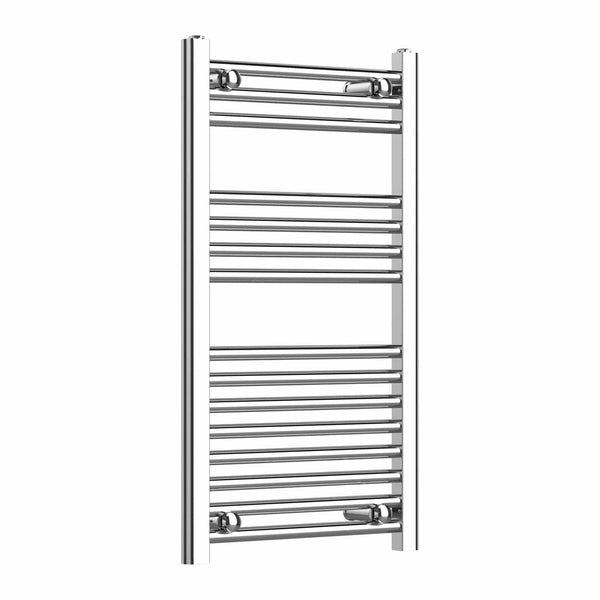 Straight / Without Valves 800 x 500 Heated Flat or Curved Towel Radiator Chrome