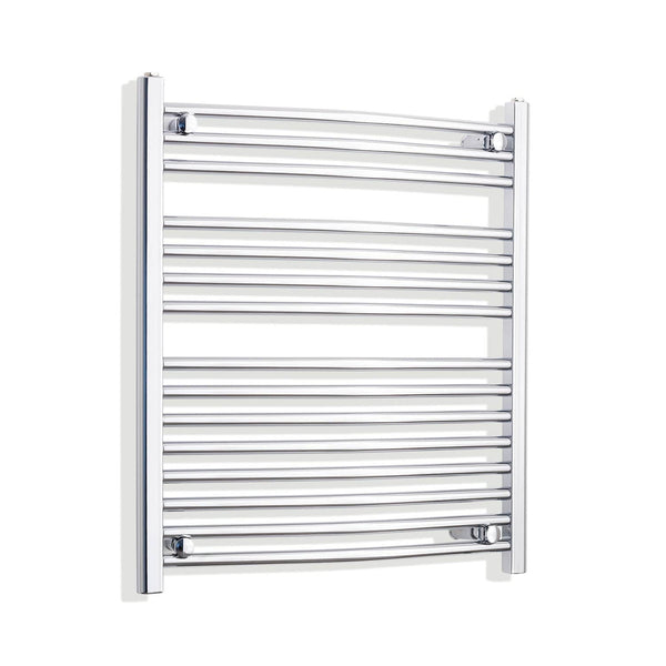 Without Valves 800mm High x 700mm Wide Heated Curved Towel Radiator Chrome