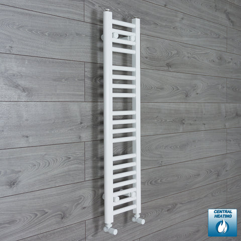 250mm Wide 1000mm High White Towel Rail Radiator With Angled Valve
