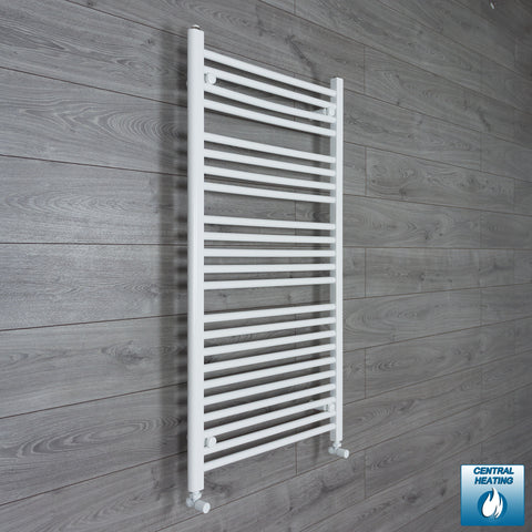 700mm Wide 1200mm High White Towel Rail Radiator With Angled Valve