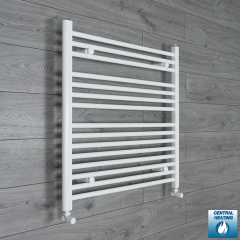 900mm Wide 800mm High White Towel Rail Radiator With Angled Valve