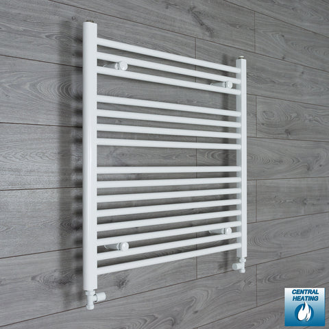 750mm Wide 800mm High White Towel Rail Radiator With Straight Valve