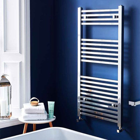 1200 x 500 Ladder Type Square Tube Flat Chrome Towel Radiator Central Heating or Electric 6