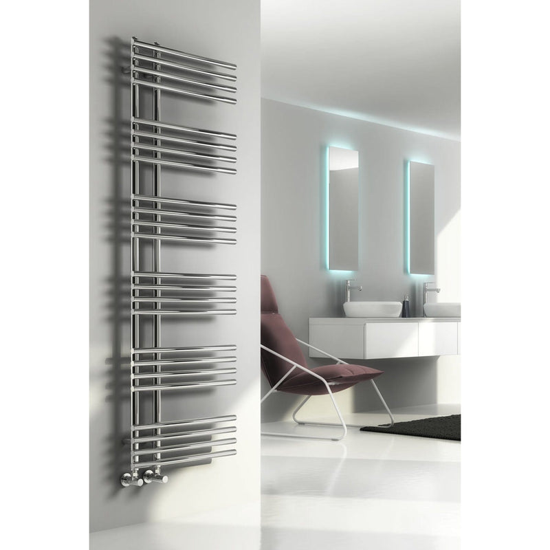 1000 x 500 mm / Chrome Reina Designer Elisa Vertical Heated Towel Rail Steel Radiator