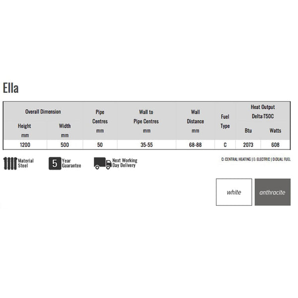Reina Designer Ella Vertical Steel Radiator