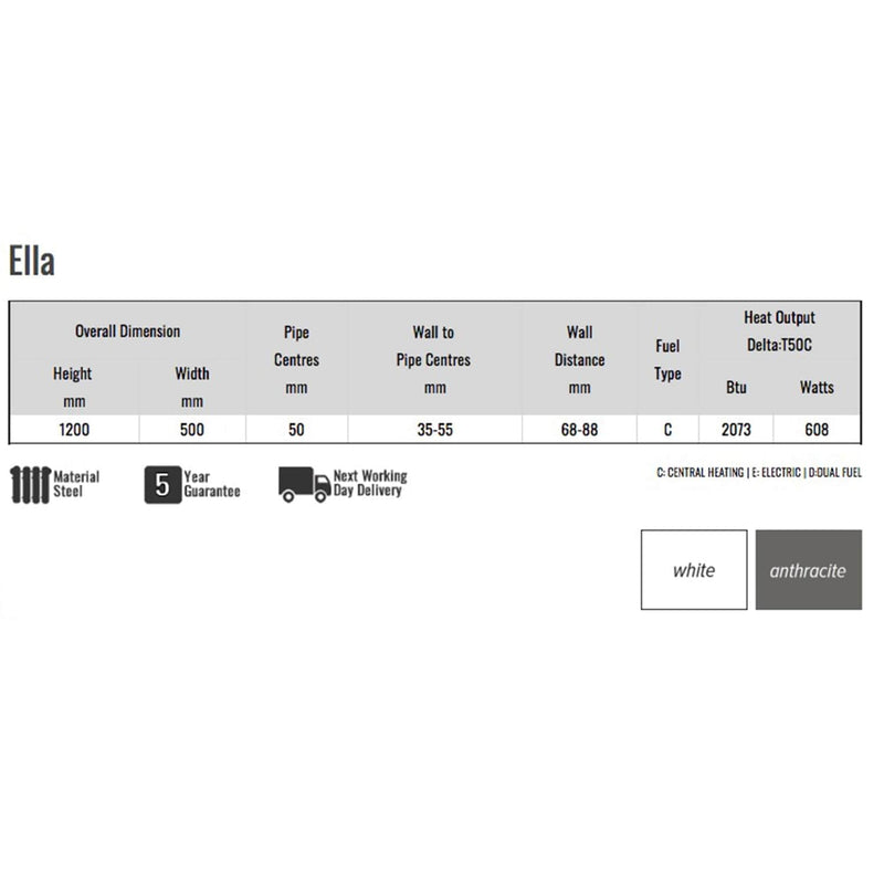 Reina Designer Ella Vertical Steel Radiator