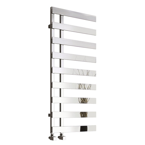 1235 x 500 mm / Chrome Reina Designer Florina Vertical Chrome Heated Towel Rail Steel Radiator