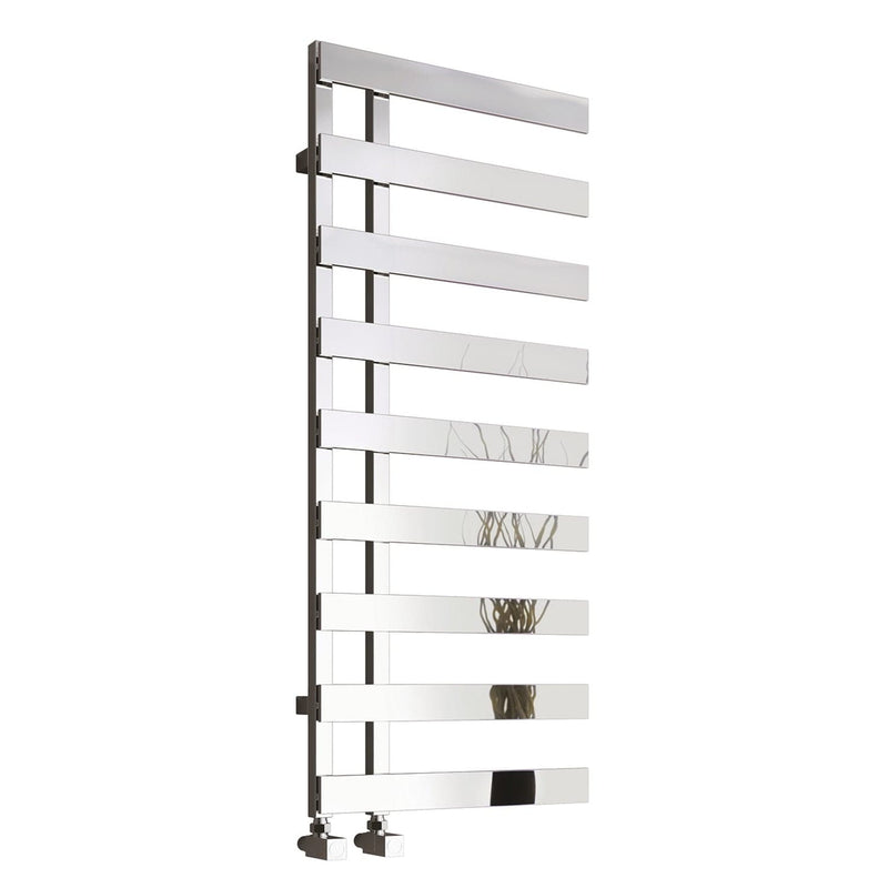 1235 x 500 mm / Chrome Reina Designer Florina Vertical Chrome Heated Towel Rail Steel Radiator