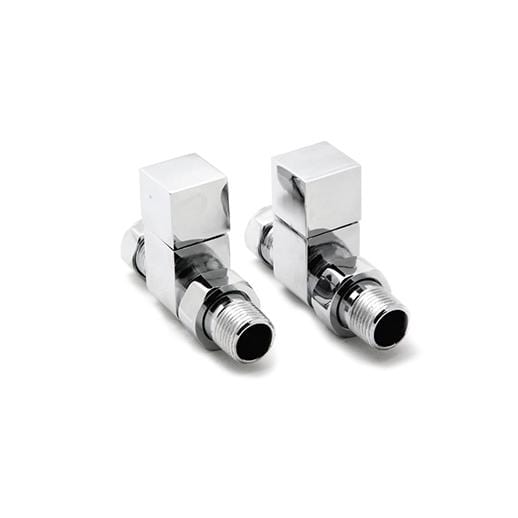 Reina Loge Square Straight Chrome For Towel Rail Valve Pair
