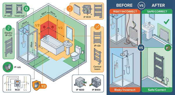 Building Regulations for Bathroom Radiators: IP Zones, Wiring & Safety