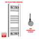 600x250mm Pre Filled Electric Towel Rail Straight Chrome