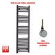 1400x400mm Electric Towel Rail Flat Black Pre Filled HTR