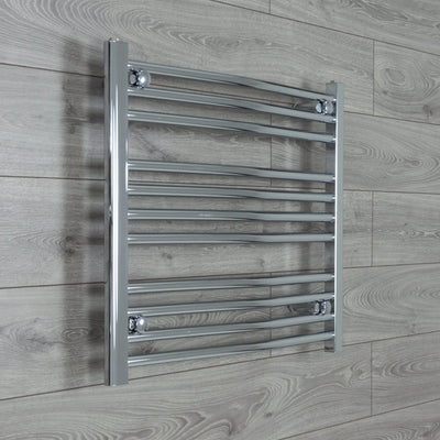 600 mm High x 750 mm Wide Heated Curved Towel Rail Radiator Chrome