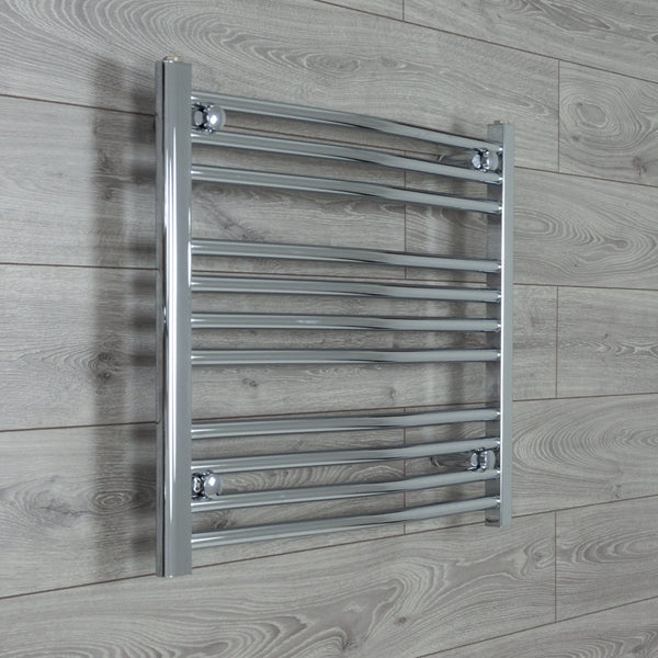600 mm High x 750 mm Wide Heated Curved Towel Rail Radiator Chrome