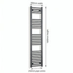 1600x300mm Flat Black Pre Filled Electric Towel Rail HTR