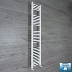 Flat White 250mm x 1800mm ladder towel rail with angled valve connections