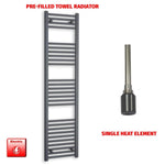 1600x400mm Electric Heated Towel Rail Flat Anthracite Pre-Filled