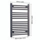 800 mm High x 450 mm Wide Heated Towel Radiator Flat Black