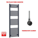 1600x500mm Flat Black Pre Filled Electric Towel Rail HTR