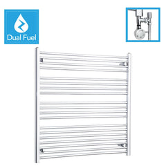 1000 x 1100 Chrome Dual Fuel Flat Heated Towel Rail Radiator