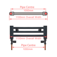 1000 x 1100 Heated Straight Towel Rail Radiator Chrome
