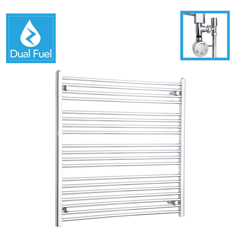 1000 x 1200 Chrome Dual Fuel Flat Heated Towel Rail Radiator