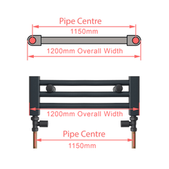 1000 x 1200 Heated Straight Towel Radiator Chrome