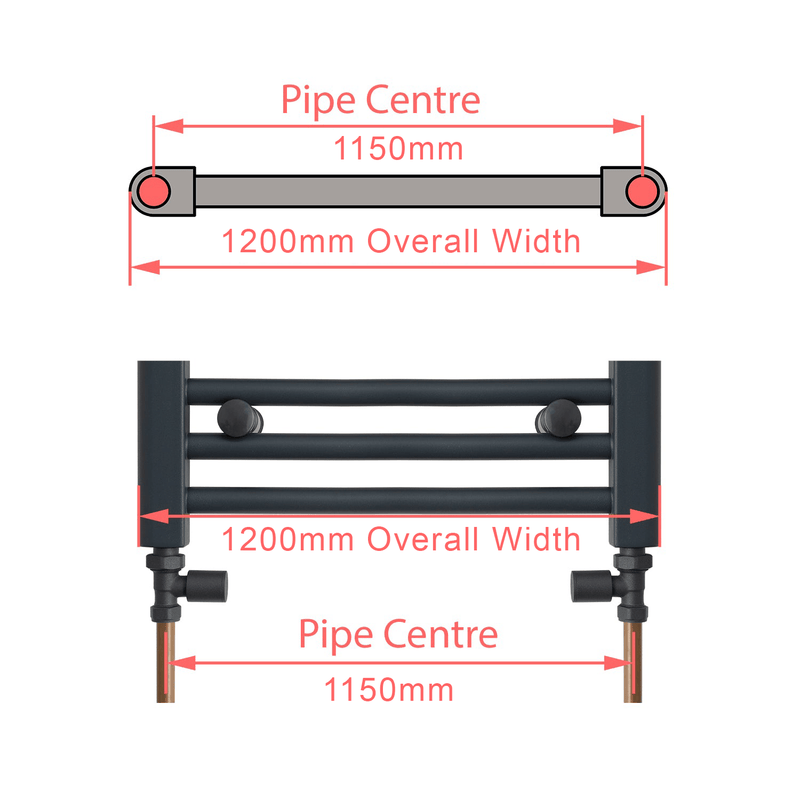 1000 x 1200 Heated Straight Towel Radiator Chrome