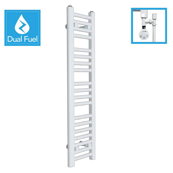 1000 x 200mm White Dual Fuel Heated Towel Rail Flat Design