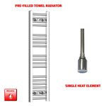 Single Heat / No Timer 1000 x 200 Pre-Filled Electric Heated Towel Radiator Straight Chrome