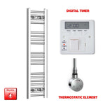 ER-Touch Thermostatic / Digital Timer 1000 x 200 Pre-Filled Electric Heated Towel Radiator Straight Chrome