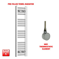 ER-Wifi Thermostatic / No Timer 1000 x 200 Pre-Filled Electric Heated Towel Radiator Straight Chrome