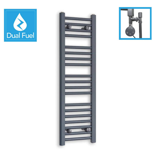 1000 x 300 Anthracite Dual Fuel Flat Heated Towel Rail Radiator