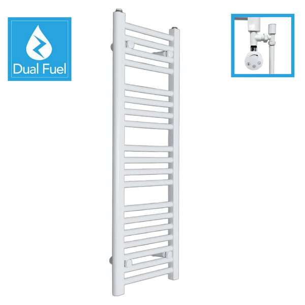 1000 x 300 White Dual Fuel Flat Heated Towel Rail Radiator