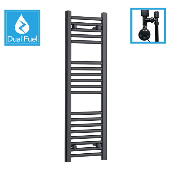 1000 x 300 Dual Fuel Flat Black Heated Towel Rail Radiator