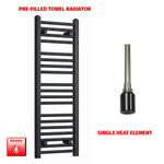 1000x300mm Flat Black Pre-Filled Electric Heated Towel Rail