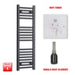 Single Heat / Wifi Timer 1000 x 300 Flat Black Pre-Filled Electric Heated Towel Rail