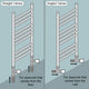 1000 mm High 300 mm Wide Black Towel Rail Central Heating - dimensions
