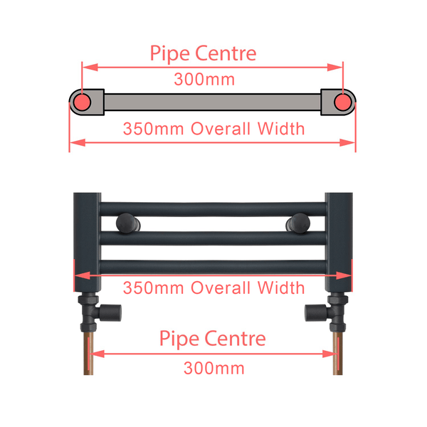 1000 x 350 Heated Towel Rail Radiator Flat White