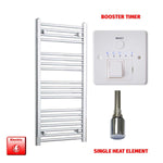 Flat / Single Heat / Booster Timer 1000 x 400 Chrome Electric Heated Pre-Filled Towel Radiator