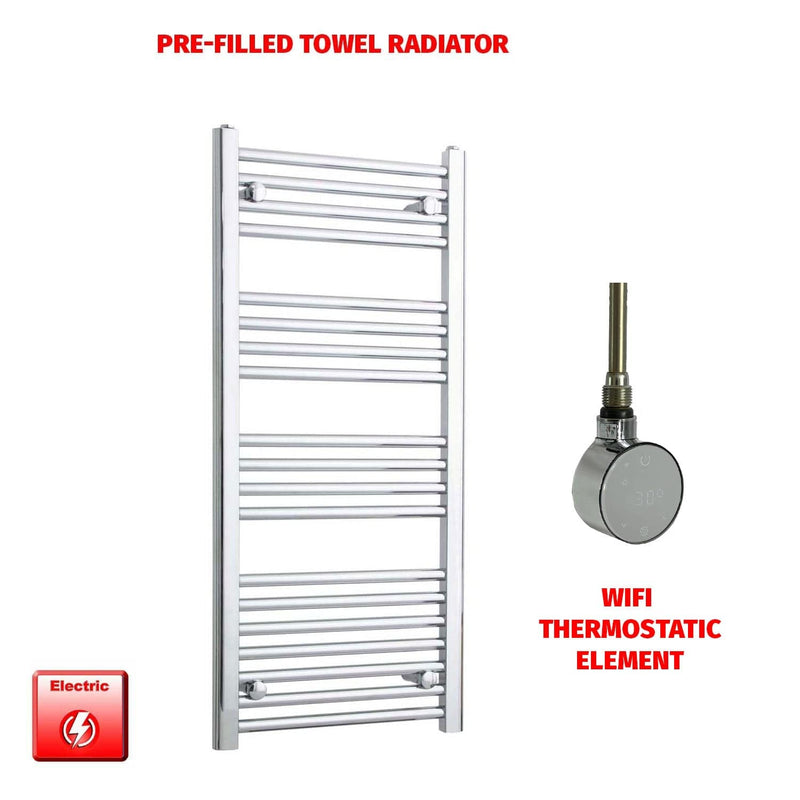 Flat / ER-Wifi Thermostatic / No Timer 1000 x 400 Chrome Electric Heated Pre-Filled Towel Radiator