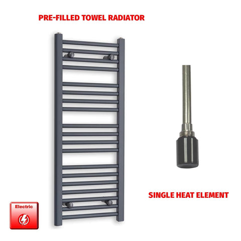 Single Heat / No Timer 1000 x 400 Flat Anthracite Pre-Filled Electric Heated Towel Radiator HTR