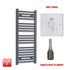 Single Heat / Wifi Timer 1000 x 400 Flat Anthracite Pre-Filled Electric Heated Towel Radiator HTR