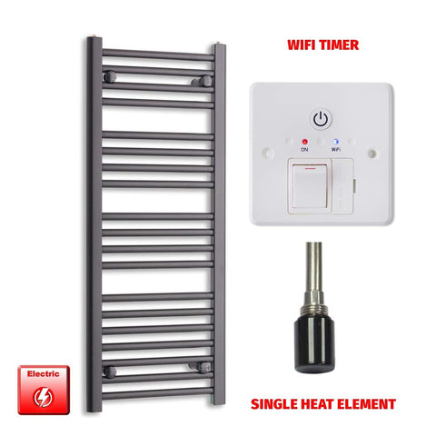 Single Heat / Wifi Timer 1000 x 400 Flat Black Pre-Filled Electric Heated Towel Radiator