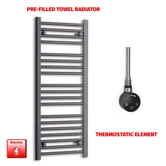 ER-Touch Thermostatic / No Timer 1000 x 400 Flat Black Pre-Filled Electric Heated Towel Radiator