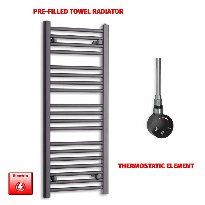 ER-Touch Thermostatic / No Timer 1000 x 400 Flat Black Pre-Filled Electric Heated Towel Radiator