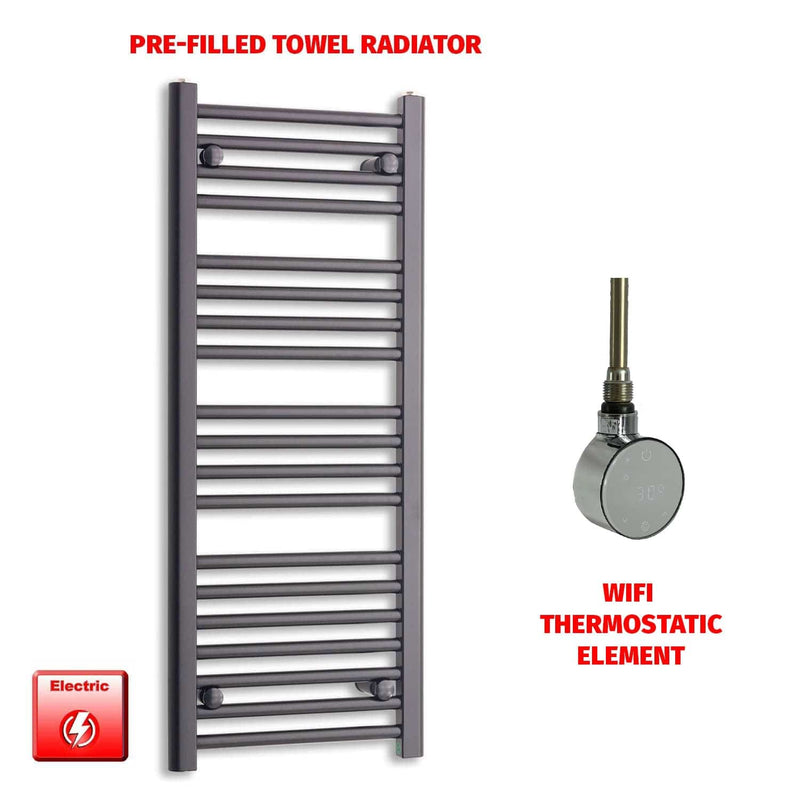 ER-Wifi Thermostatic / No Timer 1000 x 400 Flat Black Pre-Filled Electric Heated Towel Radiator